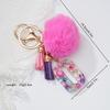 Llavero de bola de pelo rosa lindo, borla colgante, resina floral creativa, llavero digital, adornos para bolsa, venta al por mayor