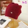Chapéu Slouchy de Outono e Inverno, Chapéu Quente de Tricô Espesso de Camada Dupla para Mulheres, Chapéu Versátil para Circunferência de Cabeça Grande, Chapéu de Artista