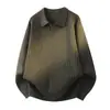 Suéter Jacket de Punto Plano Estilo Nuevo Primavera y Otoño Suéter Base Estilo Hong Kong Holgado Versión Coreana Cuello Solapa Suéter Casual para Hombre