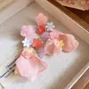 Pendientes Colgantes de Flor de Chifón con Resina y Aguja Plateada, Pendientes de Lujo de Gama Alta, Pendientes Frescos y Dulces Estilo Vacaciones Venta al por Mayor