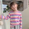 Versión coreana de ropa para niños camiseta de manga larga algodón estampado de dibujos animados camiseta para niñas otoño cuello redondo camiseta interior para niños una generación de pelo