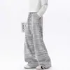 Calça Reta de Perna Larga Listrada Preta Relaxada Estilo Retro Americano para Homens e Mulheres, Marca Tendência Primavera e Verão Calça Longa Casual com Caimento Solto