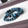 Pulsera Ojo de Tigre Azul Pavo Real Ojo de Tigre Azul Deslumbrante Ópalo de Madera Azul Cielo Pulsera Ojo de Tigre Ojo de Gato Pulsera Azul de Ojo de Tigre