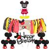 Bandera de Cumpleaños de Mickey Mouse de Dibujos Animados, Tarjeta para Pastel, Sombrero de Cumpleaños, Suministros de Decoración para el Lugar de la Fiesta de Cumpleaños Infantil