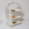 Estante de Exhibición de Adornos para Mesa de Postres Bandeja de Mesa para Postres y Pasteles Estante de Pastel de Cerámica y Hierro Estante para Té de la Tarde Dim Sum
