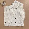 Pijama de otoño para mujer con cuello de muñeco de dibujos animados, manga larga y pantalón largo, lindo conjunto de dos piezas de algodón nube para casa, corte holgado