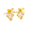 Puzuojiu Accesorios DIY Dorados Arena Sin Decoloración Pendientes de Corazón con Lazo Completamente de Diamante Pendientes Sencillos de Moda Pendientes para Mujer