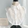 Cuello falso de encaje de flores, estilo coreano, combina con todo, cuello de camisa profesional para mujer, negro, otoño e invierno, cuello falso decorativo, blanco, invierno