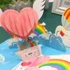 Ideas de Regalo para el Día de San Valentín Tarjeta de Felicitación Pop-Up 3D Pareja Geométrica Hueca Globo Aerostático Bendición Hecha a Mano Tarjeta Pequeña Personalización