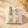 Pendientes Largos Geométricos con Borlas Pendientes Largos Exagerados Simples con Discos Metálicos Ensamblados Joyería de Exportación de Qingdao