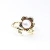 Anillo de Flor de Perla Natural Vintage de Alta Gama de Nicho Sol Nube Oro Empaquetado en Oro de 14 Quilates Tamaño Ajustable Anillo para el Dedo para Mujeres