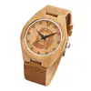 Reloj de Cuarzo de Bambú Simple Personalizado de Amazon Elefante Clásico Cuero Genuino Retro Silencioso Venta al por Mayor Esfera Grande