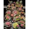 Plato de hoja de bambú, decoración de plato de sashimi, flores y plantas, decoración de mini hoja de bambú, decoración de plato de hoja para sushi, adorno de plato