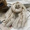 Bufanda Nueva de Mezcla de Algodón 2025 para Verano, Bufanda Corta y Larga de Encaje Jacquard, Chal para Sombra, Venta al Por Mayor de Fábrica