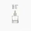 Botella Cuadrada de Vidrio Espeso de 30 ml para Perfume y Aceite Esencial, Botella Gotero de Alta Transparencia, Botella Vacía para Líquido Esencial