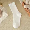 Meias Xadrez Delicadas com Renda para Mulheres Meias de Cano Médio Color Blocking Estilo Ballet Meias Largas Estilo Universitário Japonês Jk Meias Versáteis de Algodão