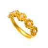 Anillo de flor floreciente de alta calidad, anillo de dedo de lujo a la moda con incrustaciones de perlas de imitación, anillo de oro falso, anillo de oro arenoso para mujer