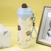 316 Caneca Térmica Fofa de Desenho Animado Copo de Água Novo Inverno Conservação de Gelo e Frio Presente para Passeio Copo com Canudo Copo Portátil