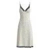 Vestido Longo Suspensório Patchwork de Renda Bolinhas Retro Francês para Férias na Praia Lançamento Primavera 2026 Sexy e Justo