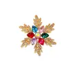 Broche de Copo de Nieve con Pedrería de Siete Colores para Industria Pesada Pin de Gema de Color Incrustada en Aleación Ramillete para Traje Abrigo Chal Venta al por Mayor de Fábrica