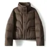 Materiales de alta calidad, lujoso por dentro y por fuera, lana Lyocell, 95% plumón de ganso blanco, chaqueta de plumón con cuello alto, nueva moda de invierno para mujer 2026