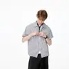 Camisa retro de cuadros de manga corta para hombre, camisa a cuadros casual holgada de estilo japonés para verano, nuevo top de manga corta con cuello de solapa