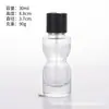 Botella de Perfume de Vidrio Transparente de Forma Irregular para Venta al por Mayor Cilindro Triángulo Base Volcán Botella Dispensadora de Solución de Stock para Productos de Cuidado de la Piel Botella de Spray