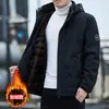 Casaco Masculino de Inverno Novo com Forro de Lã Quente Acolchoado com Algodão Jaqueta Masculina Business Casual Gola tamanho grande Roupas Masculinas Acolchoadas com Algodão