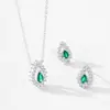 Pendientes Colgantes Elegantes de Plata de Ley 925 con Microincrustaciones de Diamante Verde para Mujer Joyería Simple de Moda de Nicho Pendientes
