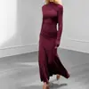 2026 Ropa Femenina Transfronteriza Europea y Americana Estilo Socialité de Temperamento de Gama Alta Color Sólido Plisado Ceñido a la Cadera Cintura Ajustada Vestido Formal