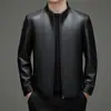 Chaqueta de Piel Genuina para Hombres de Mediana Edad Chaqueta de Piel Engrosada con Forro de Terciopelo para Otoño e Invierno Ropa para Padres de Mediana Edad y Mayores Abrigo de Piel de Cordero