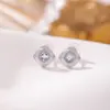 Yi Lu Yin Plata de Ley S925 Aretes de Tuerca de Aguamarina Elegantes Versátiles Cuadrado Geométrico Azul Fresco Temperamento Pendiente de Plata