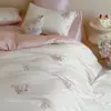 Estilo fresco y juvenil, acabado en polvo, bordado de árbol de los deseos, ropa de cama individual/doble, algodón puro, algodón de fibra larga, juego de tres/cuatro piezas, textiles para el hogar