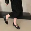 Zapatos Mary Jane de punta cuadrada estilo francés para mujer, nuevos de 2026 para verano y otoño, de corte bajo, negros, slip-on, de piel