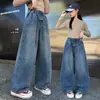 Jeans curvos de ajuste holgado estilo retro americano para niñas, nuevo modelo primavera y otoño 2026, pantalones al por mayor transfronterizos para niños mayores