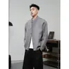 2026 Novo Estilo Masculino Jovem Tendência Cor Sólida Versátil Jaqueta Cardigan com Patchwork Xadrez Falso de Duas Peças Camisa Suéter