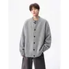 Jaqueta Cardigan de Tricô Pesado Estilo Americano Preta Masculina Outono Novo Solta Estilo Preguiçoso Versátil Casual com Botões Suéter
