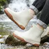 Botas de Lluvia Impermeables para Exteriores de Caña Corta para Hombre, Antideslizantes, de Moda, con Cordón, Botas de Lluvia para Estudiantes, Suaves, Resistentes al Desgaste, Waders para Acampar y Pescar