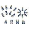 Puntas de Uñas Largas Florales Azul Marino Dorado Más Vendidas, Piezas de Uñas Estilo Retro de Lujo Ligero, Impresionantes Piezas de Uñas con Arte Floral Azul y Rosa