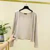 Nuevo cárdigan fino de manga larga para mujer primavera-verano, chaqueta estilo chal, abrigo de algodón modal con protección solar, camisa ajustada para aire acondicionado