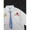 Camisa con Cuello Bordado a Mano con Cera de Graffiti Estilo Universitario de Nicho para Hombre Camisa de Manga Larga Diseño Marca de Moda Chaqueta