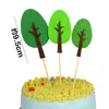 Bandeirinha de decoração para bolo de assar em formato de árvore pequena, cena com cem papéis de menina da floresta, cartão de bolo de aniversário