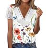 Camiseta de manga corta con cuello en V y encaje suelto para mujer, estilo independiente, de Amazon, verano 2023, estilo europeo y americano