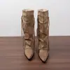 Botas para Mujer con Pierna de Pantalón con Flecos de Remaches Metálicos 2026 Otoño Nueva Llegada Punta Puntiaguda Tacón de Cuña Botas Apiladas Botas Largas Hasta la Rodilla
