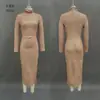 Vestido sexy de manga larga ajustado para mujer, nuevo para otoño e invierno 2025, transfronterizo, diseñado para estilizar la figura y para ser combinado con un abrigo, creando una silueta elegante y que realza la figura.