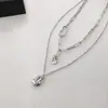 Estilo Frío ~ Collar con Colgante de Cadena Apilada de Doble Capa para Mujer Todo Fósforo ins Accesorios Hip-Hop Diseño de Nicho Cadena para la Clavícula