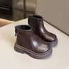 Botas para niñas, botas Martin, nuevo estilo otoño 2026, negras para niños, forradas de felpa, gruesas, zapatos grandes de algodón, botas cortas, botas de nieve cálidas