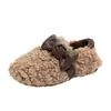 Otoño/Invierno 2026 Nuevo Estilo Mocasines de Fondo Grueso con Felpa Adentro Versión Coreana para Mujer Calzado de Moda para Exterior con Lazo Versátil de Piel y Algodón