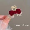 Ano Novo Veludo Vermelho Flor Gato Garra Pequeno Grampo de Agarrar Franjas de Outono e Inverno Feminino Grampo de Cabelo Quebrado Princesa Grampo de Cabelo Requintado Headwear