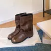 Botas de tornozelo estilo couro desgastado com salto grosso para mulheres, botinhas de perna larga, botas western cowboy plataforma que aumentam a altura